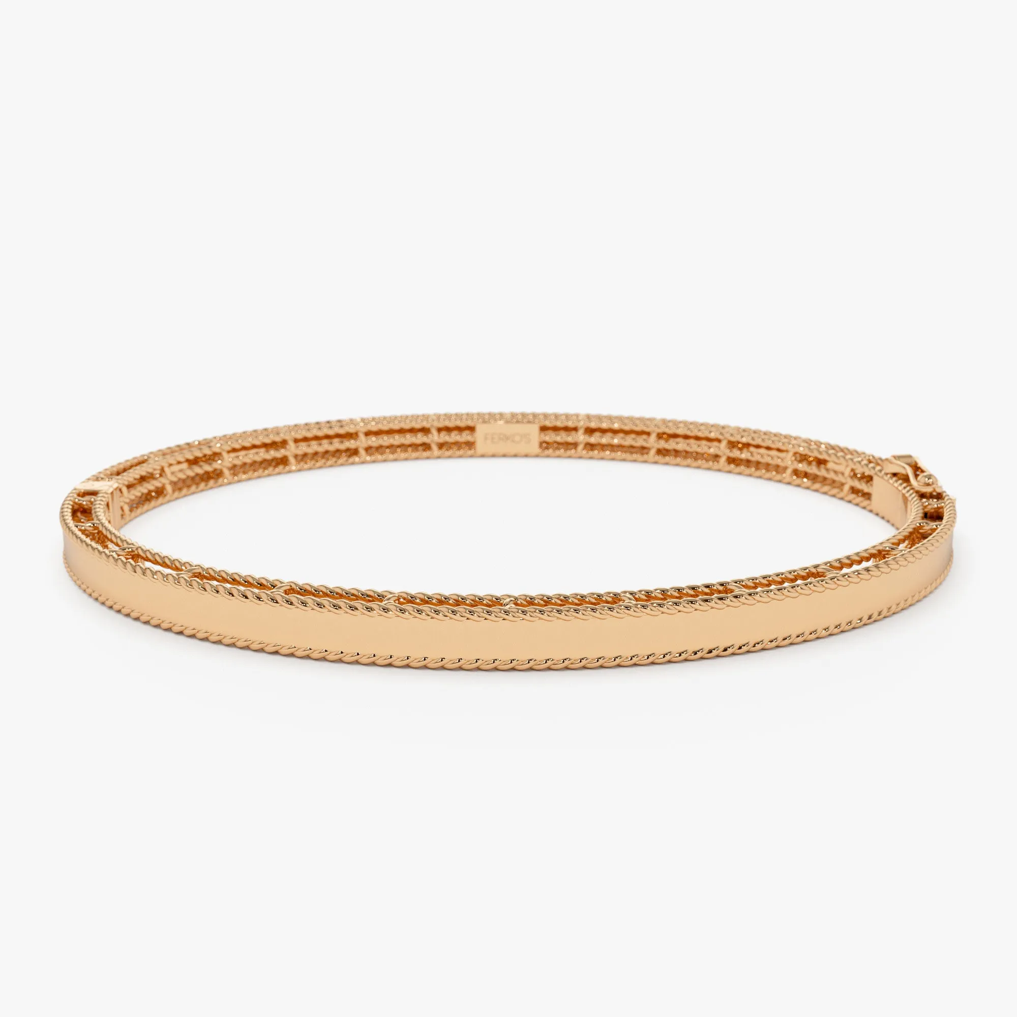 14K Milgrain Edge Gold Bangle Bracelet