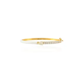 14K Yellow Gold Enamel Diamond Bangle