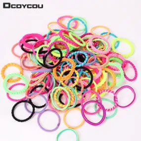 60PCS Hair Accessories Colorful Child Kids Hair Holders Elastic Hair Bands Cute Rubber Headband Girl Women Tie Gum