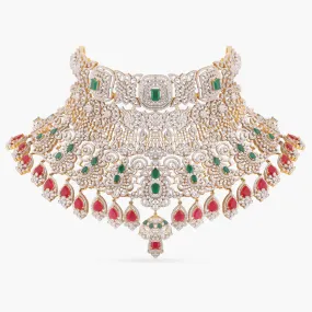 Akshaja Grand Bridal CZ Silver Choker