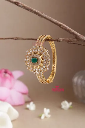 American Diamond Stone Green Kada Bangle