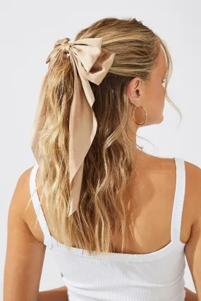 Beige Large Bow Hair Clip