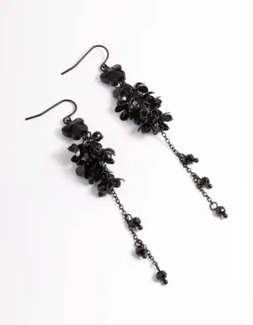 Black Floral Butterfly Drop Earrings