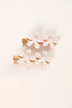 Blossom 2 Pack Hair Clip - Gold Pearl