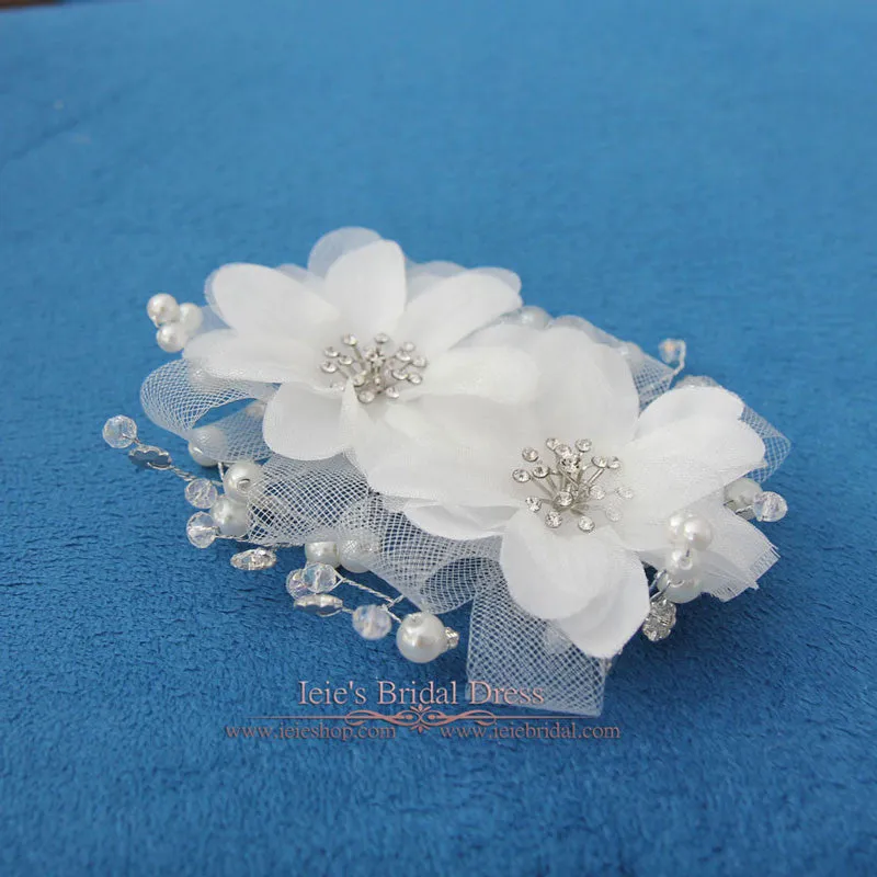 Bridal Ivory Twin Flower Hair Clip VG1034