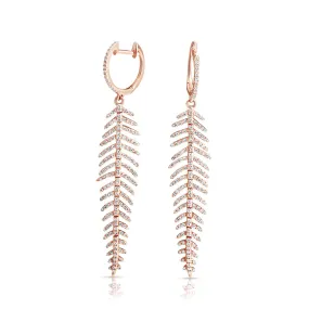 DIAMOND FEATHER DROP EARRINGS