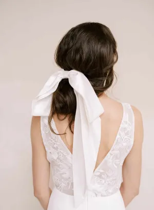 Drapey silk bridal bow hair comb - Style #2364