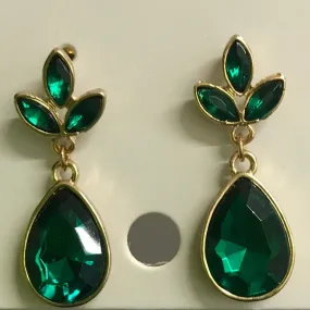 Emerald Green Crystal Drop Earrings