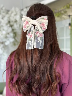 Floral Hair Bow with Clip