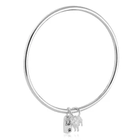 Labradoodle Personalised Dog Tag Silver Bangle