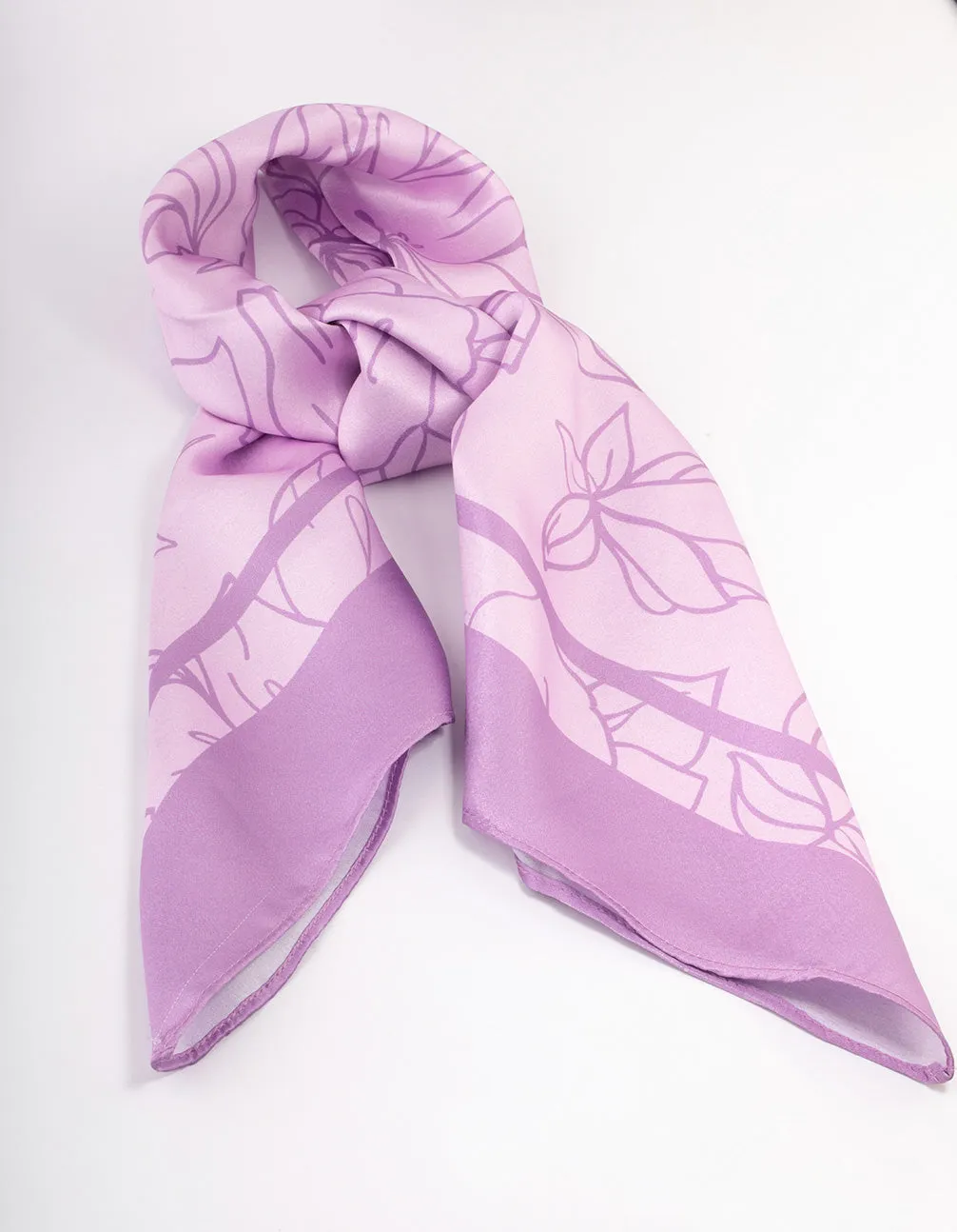 Purple Fabric Outline Print Scarf