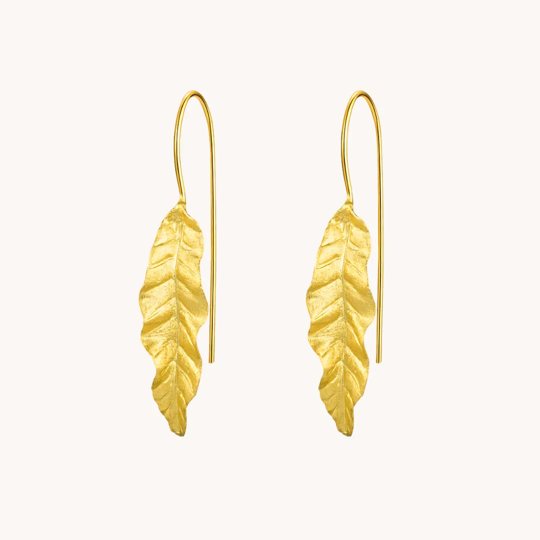 Rose Leaf Gold Drop Earring