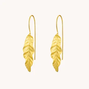 Rose Leaf Gold Drop Earring