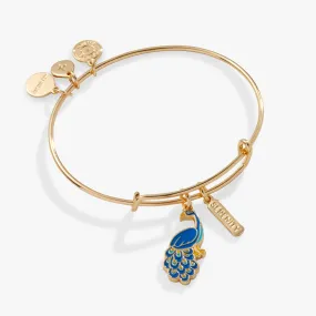 'Serenity' Peacock Duo Charm Bangle Bracelet