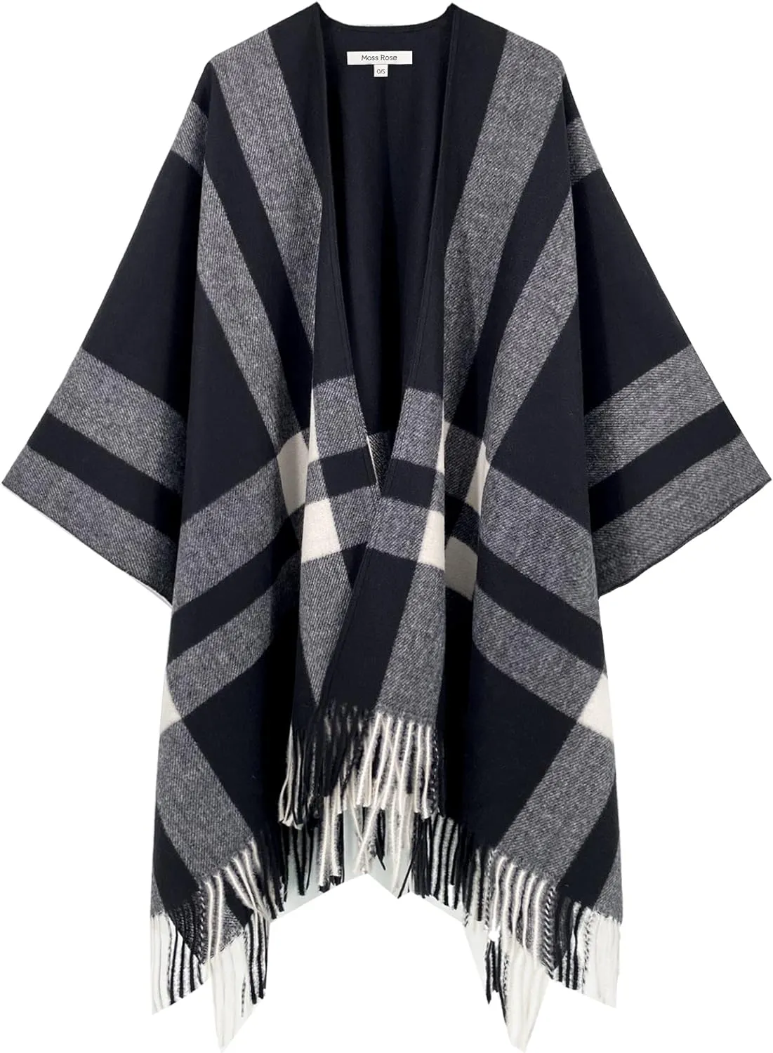 Women's Travel Plaid Shawl, Wrap Open Front Poncho Cape for Fall Winter